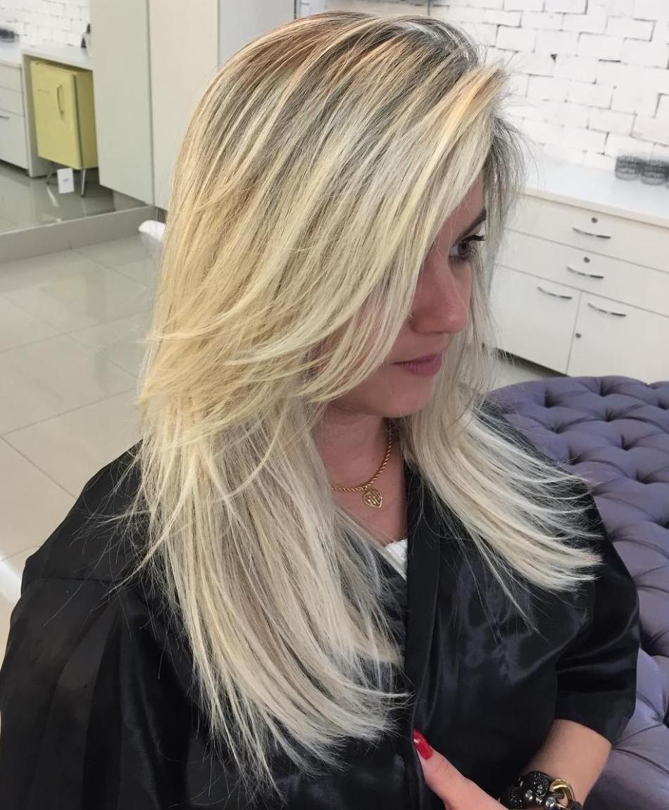 Strähnchen aschblond mit hellen Goldblond, du