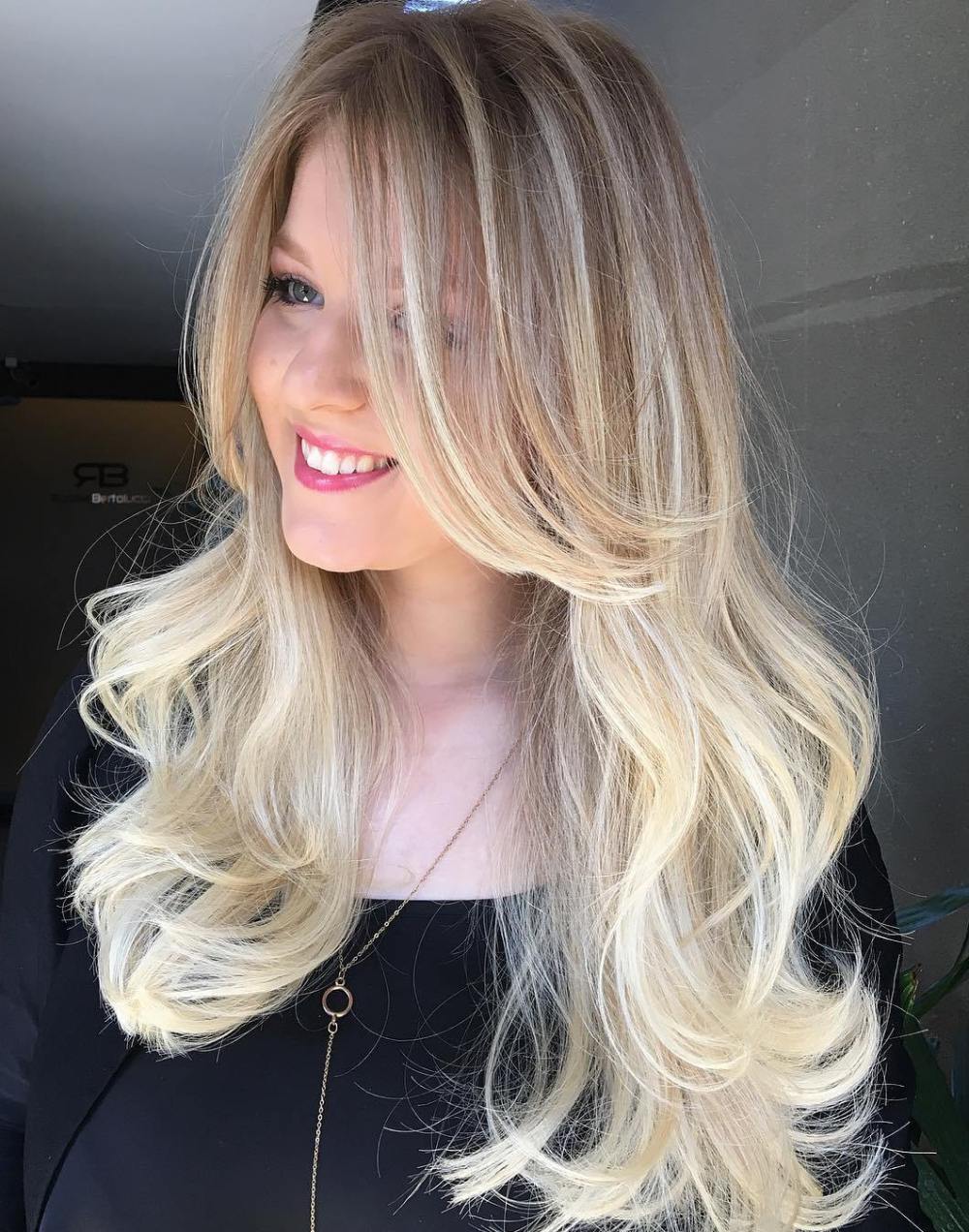 Lange stufenschnitt blonde haare für Stufenschnitt für